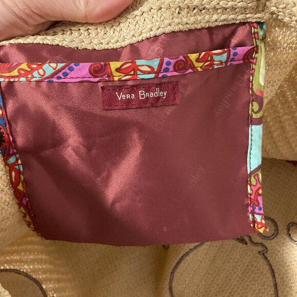 Vera Bradley Resort Medallion Seashore Beach Tote Fish Straw Faux Leather Trim - Picture 8 of 11